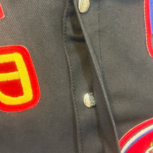 JEFF HAMILTON - RARE Vintage 90’s 30 Team Logo NFL Black Denim Jacket SZ Large - Picture 7 of 16